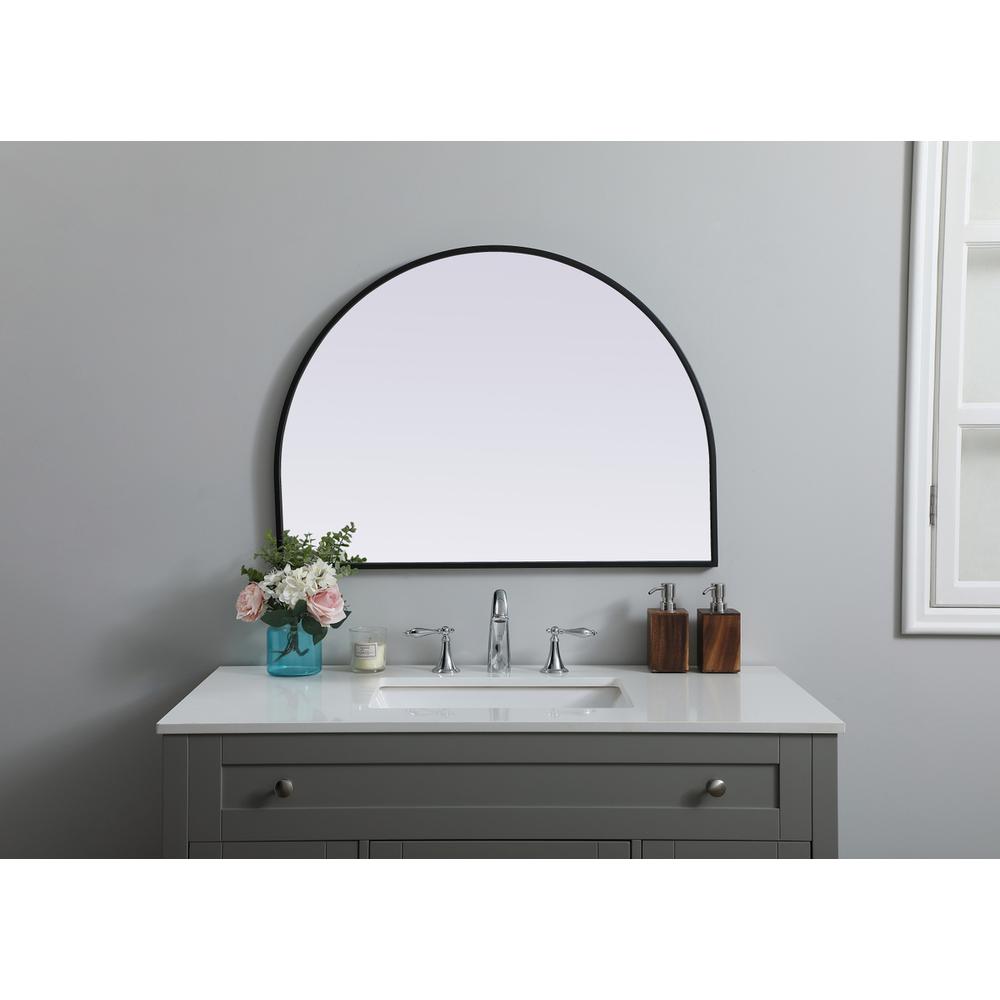 Metal Frame Arch Mirror 33x24 Inch in Black. Picture 9