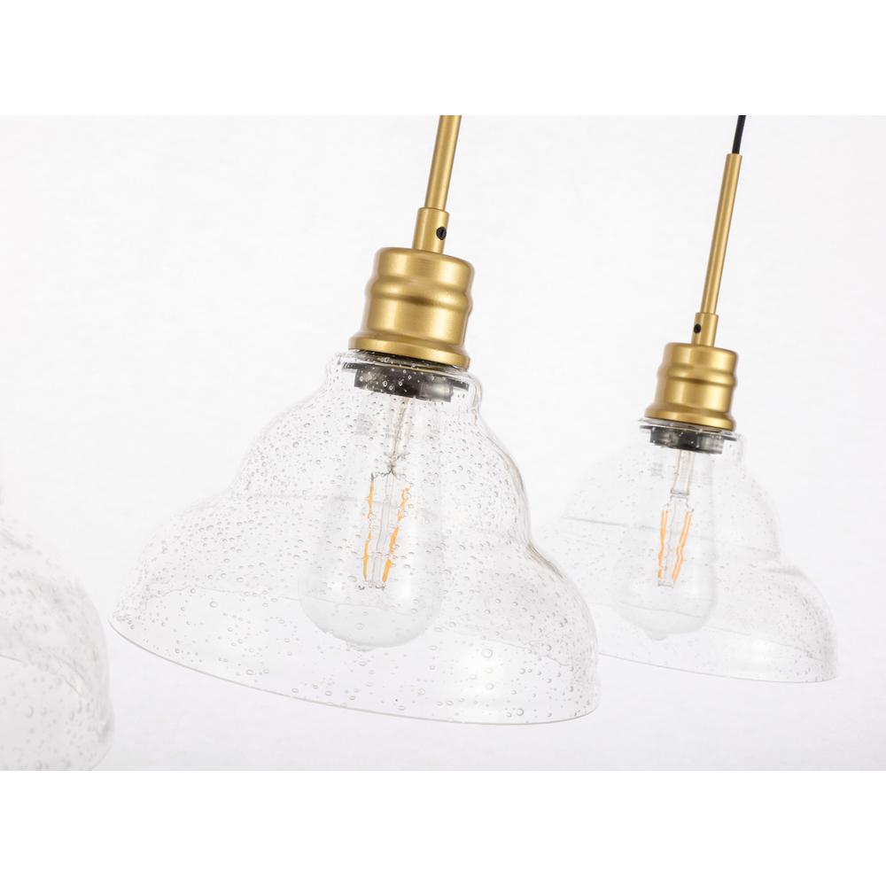 Clive 3 light Brass and Clear seeded glass pendant. Picture 9