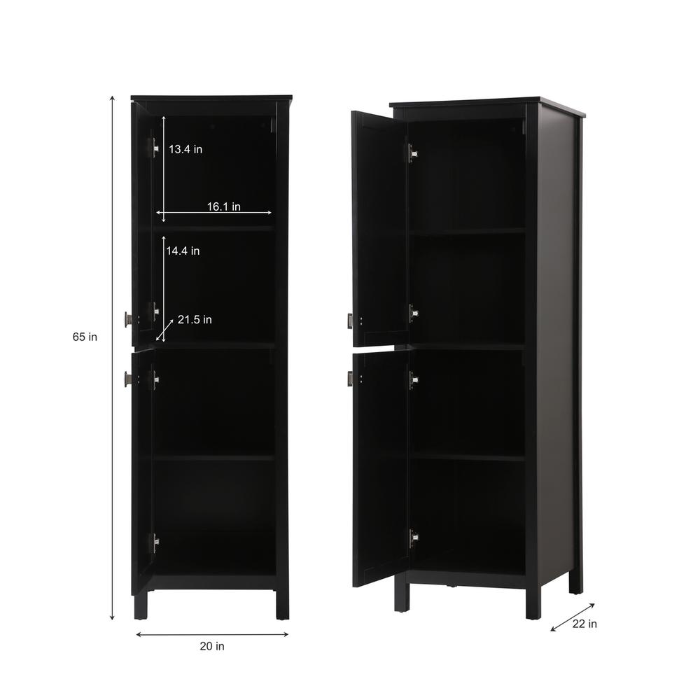 20 Inch Wide Bathroom Linen Storage Freestanding Cabinet In Black. Picture 8