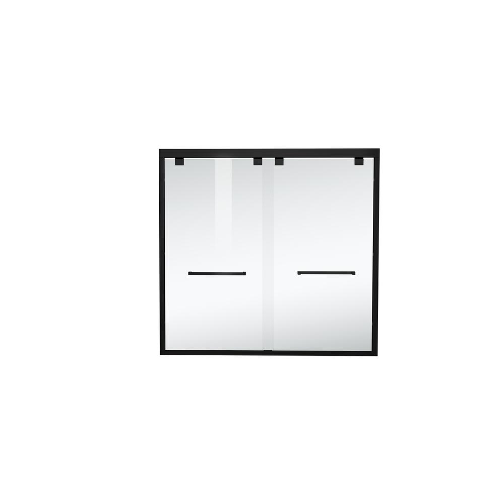 Semi-frameless tub door 60 x 60 Matte Black. Picture 10