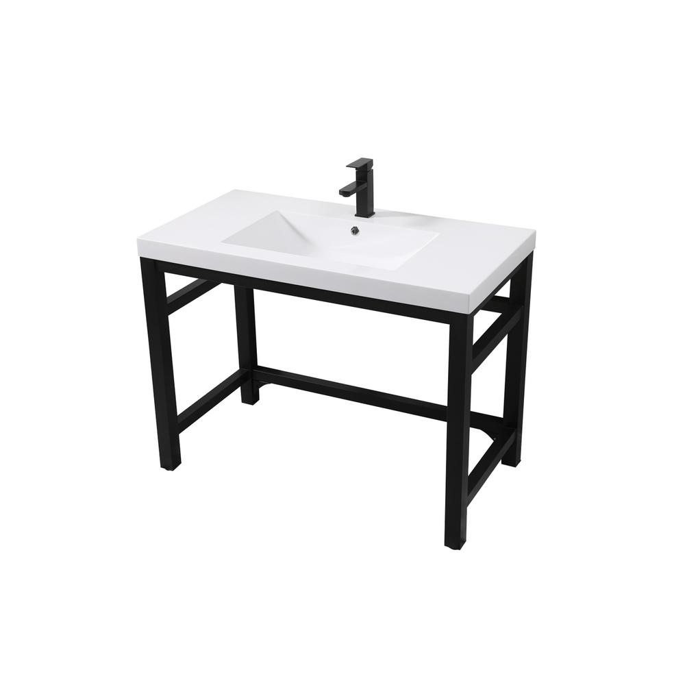 42 inch ADA compliant Single bathroom metal vanity in black. Picture 7