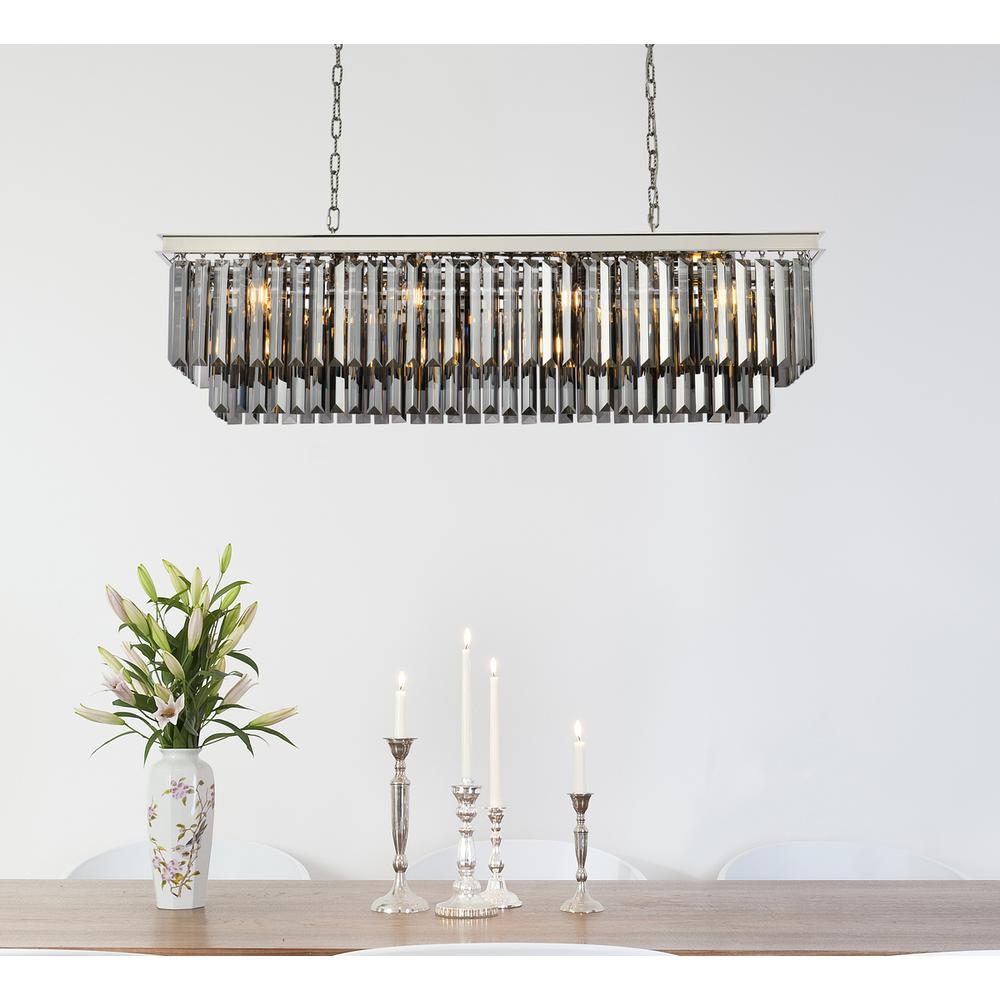 Sydney 12 light polished nickel Chandelier Silver Shade (Grey) Royal Cut Crystal. Picture 8