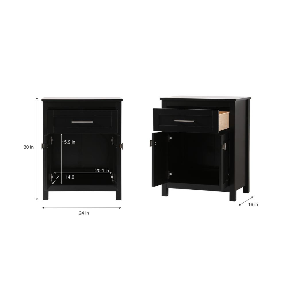 24 Inch Wide Bathroom Storage Freestanding Cabinet In Black. Picture 8