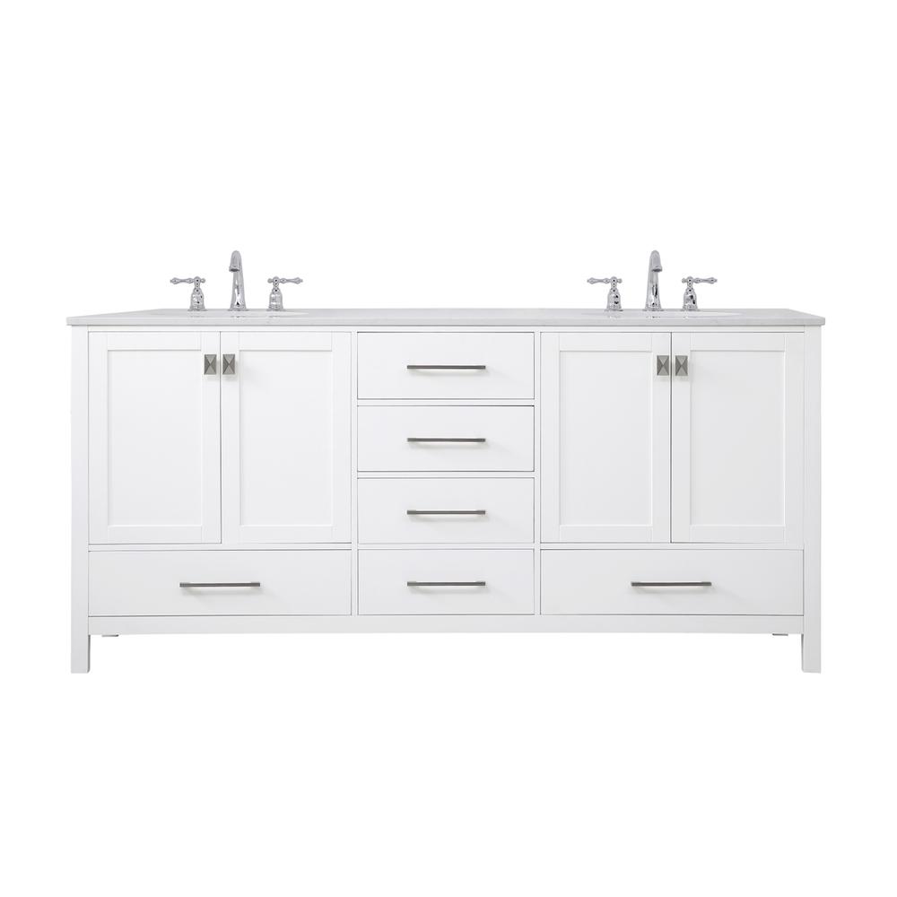 72 inch Double Bathroom Vanity in White. Picture 1