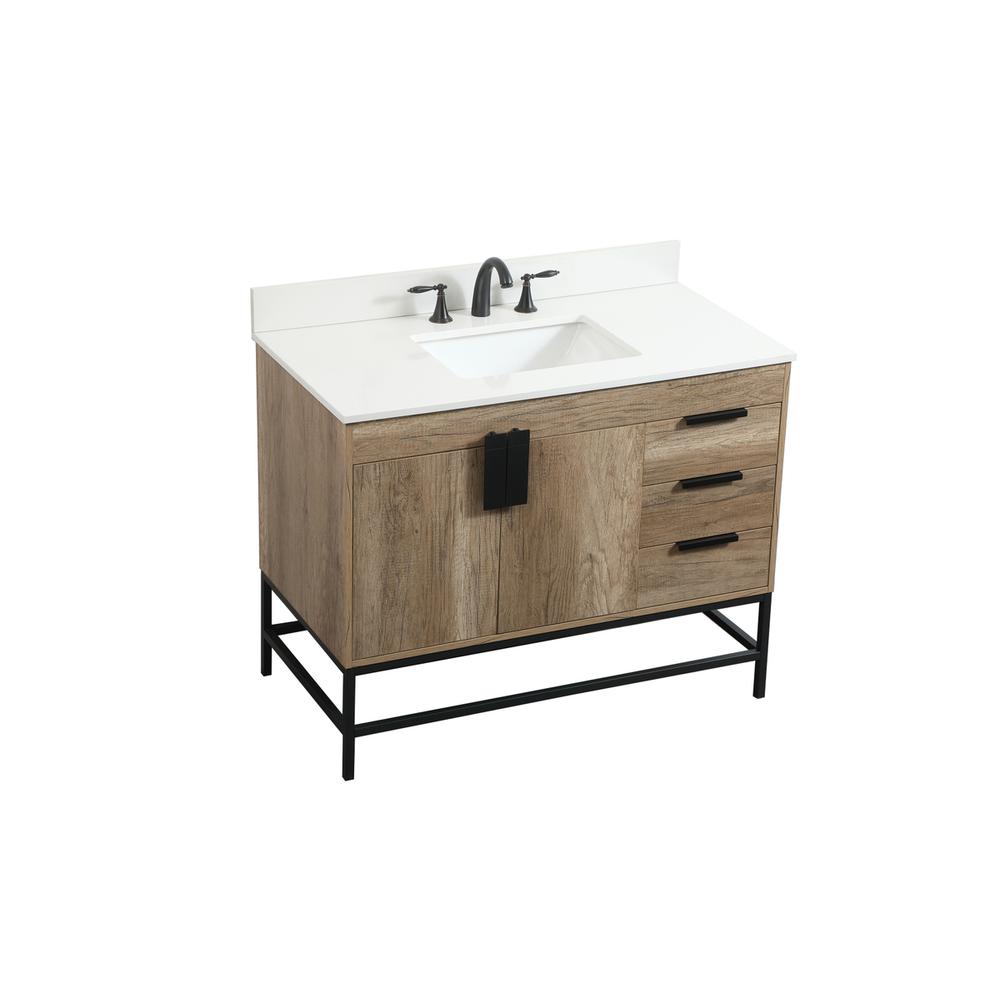 42 inch Single bathroom vanity in natural oak with backsplash. Picture 8
