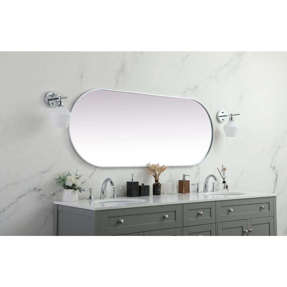 Metal Frame Oval Mirror 24x60 Inch in Silver. Picture 4
