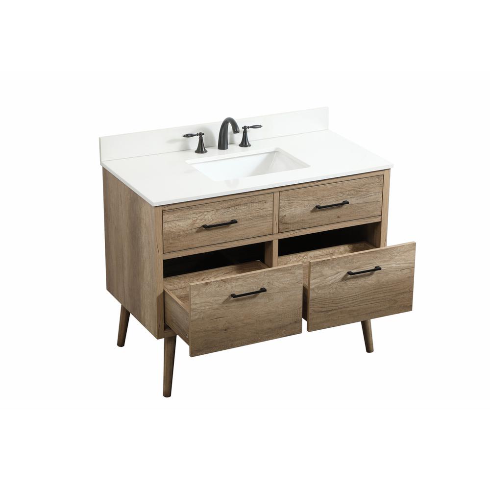42 inch Single bathroom vanity in natural oak with backsplash. Picture 9