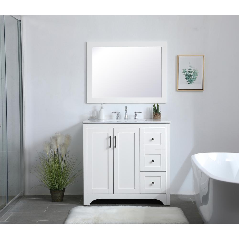 Aqua rectangle vanity mirror 27 inch in White. Picture 3