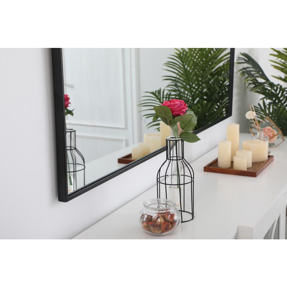 Metal frame rectangle mirror 36 inch in Black. Picture 10