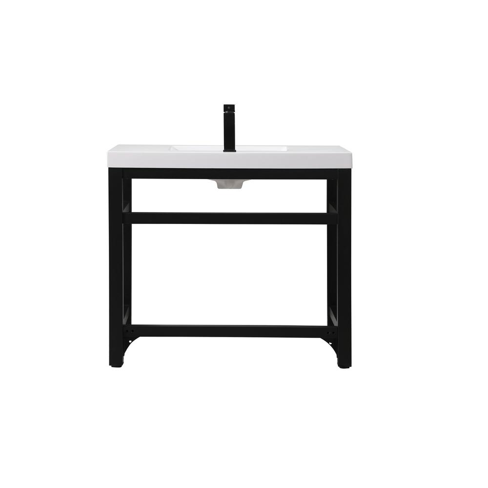36 inch ADA compliant Single bathroom metal vanity in black. Picture 13
