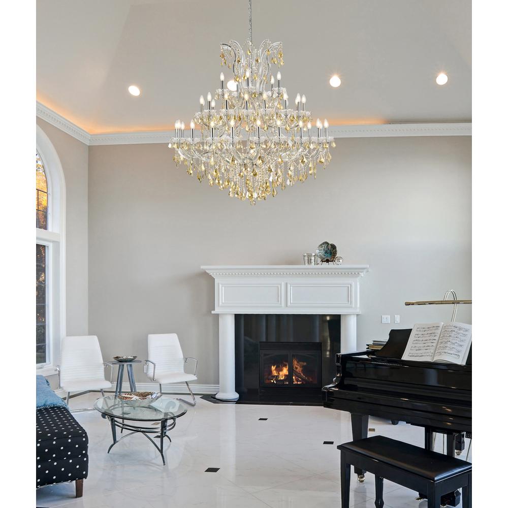 Maria Theresa 41 light Chrome Chandelier Golden Teak (Smoky) Royal Cut Crystal. Picture 7