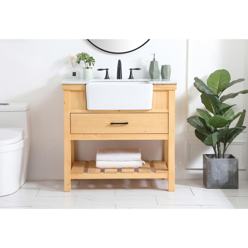 36 inch Single bathroom vanity in natural wood. Picture 14