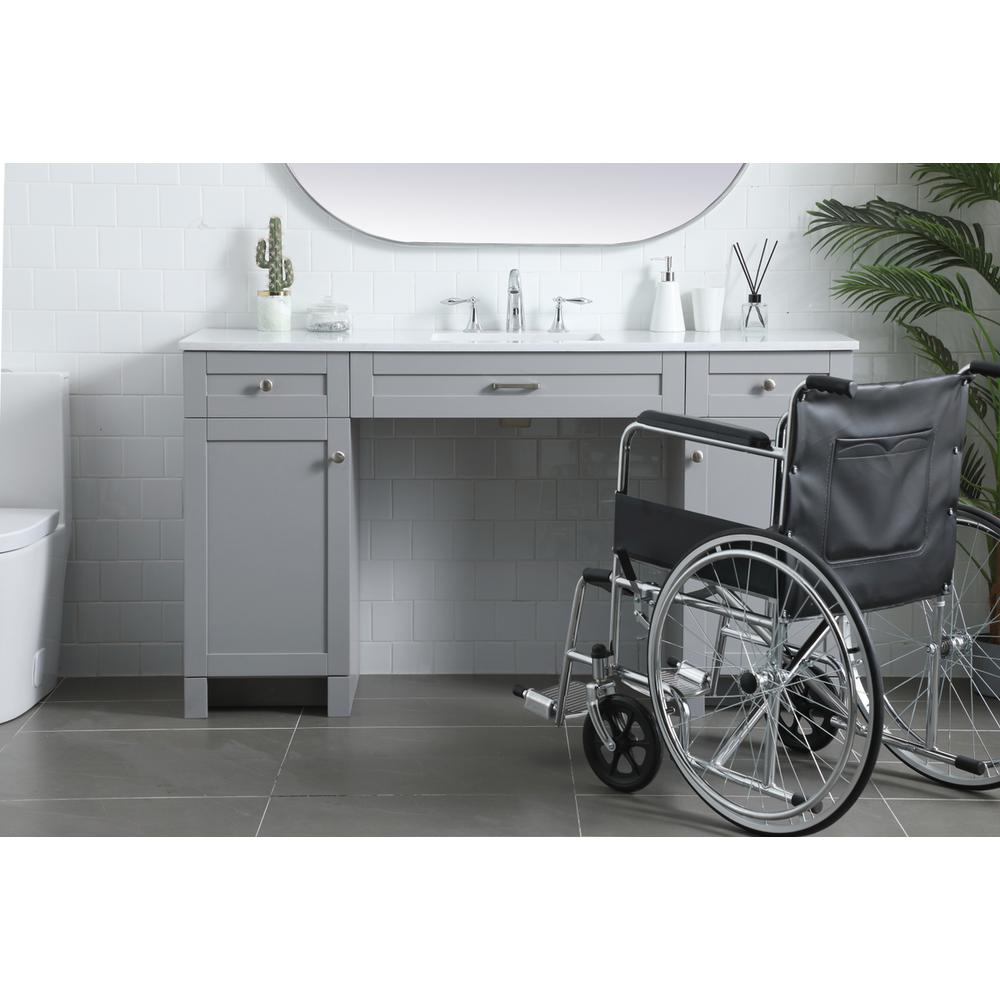 60 Inch ADA Compliant Bathroom Vanity In Grey. Picture 14