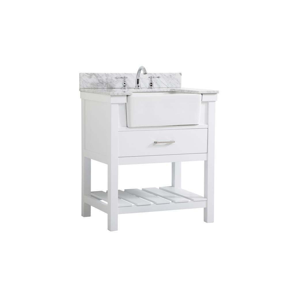 30 inch Single bathroom vanity in white with backsplash. Picture 7
