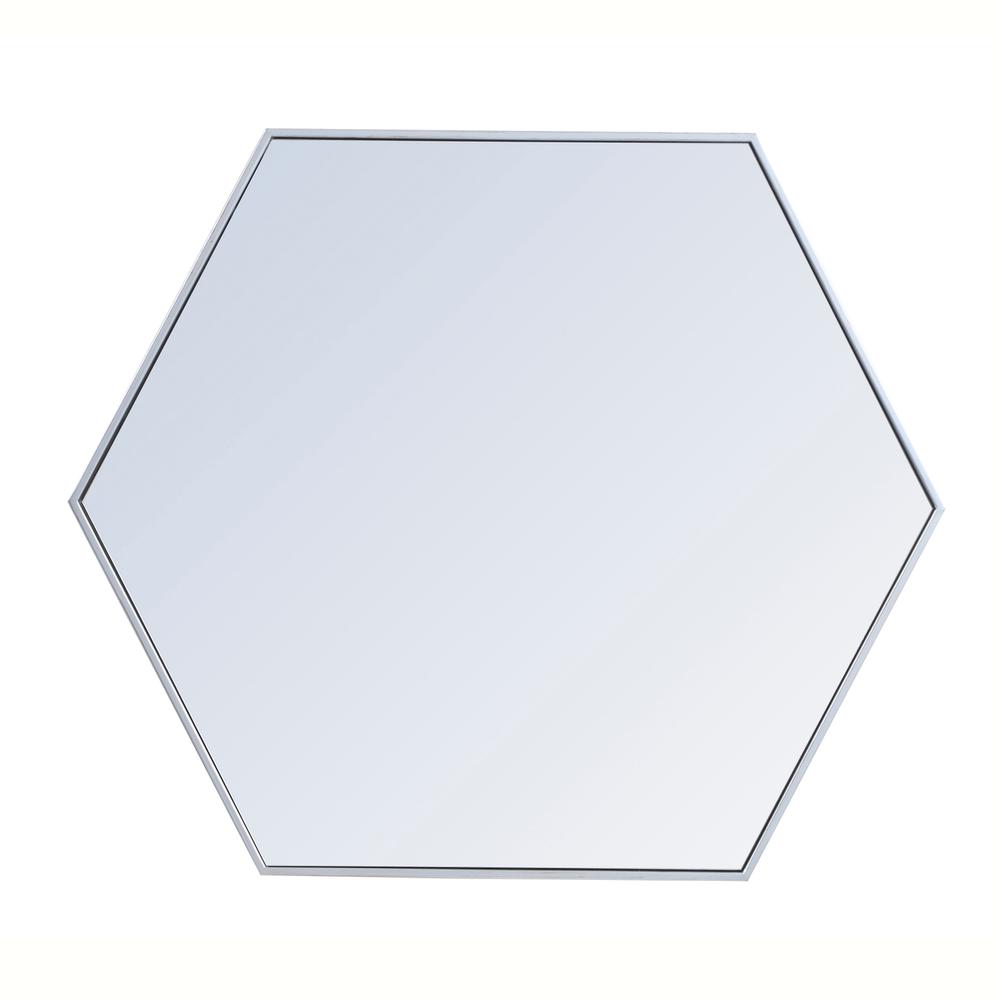 Metal frame hexagon mirror 41 inch in silver. Picture 5