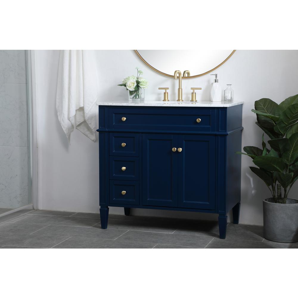 36 inch Single bathroom vanity in blue. Picture 2