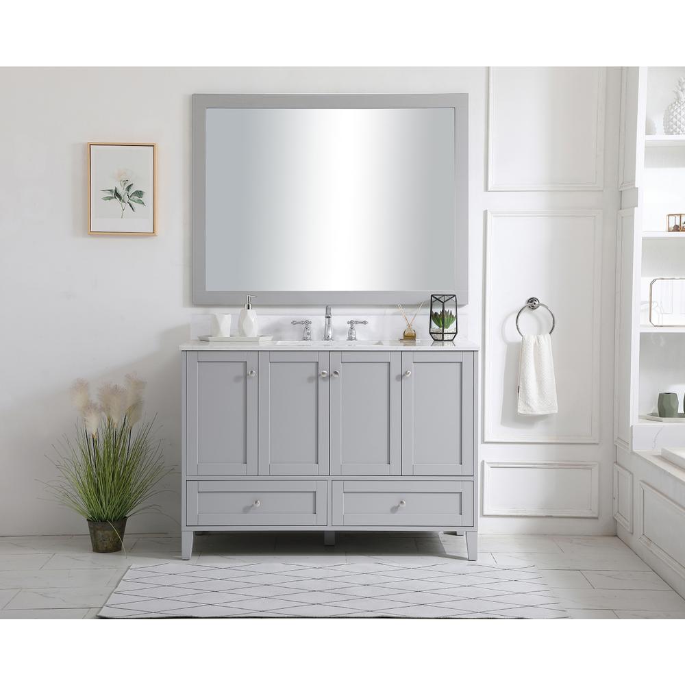 48 inch Single Bathroom Vanity in Grey with Backsplash. Picture 7