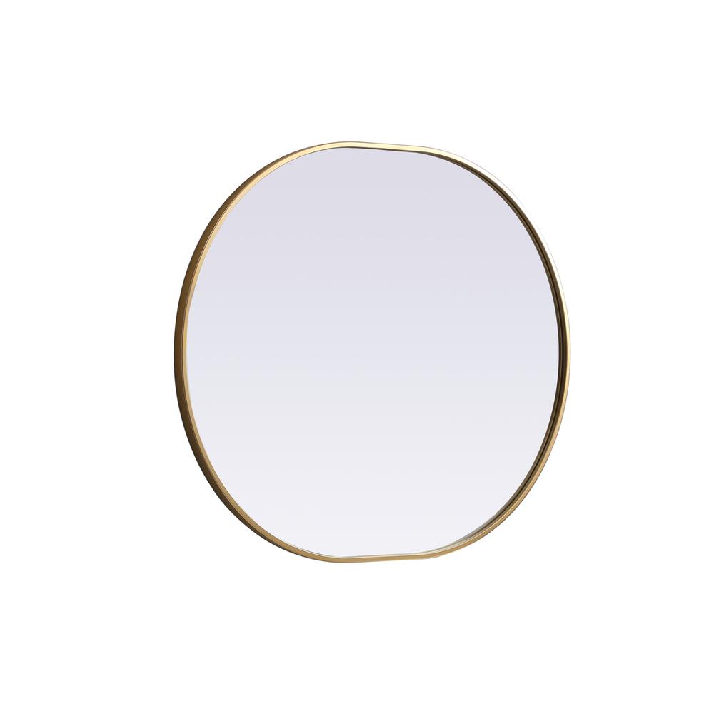 Metal Frame Oval Mirror 30x36 Inch in Brass. Picture 9