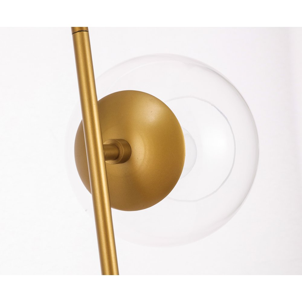 Ryland 2 Light Brass And Clear Glass Pendant. Picture 13