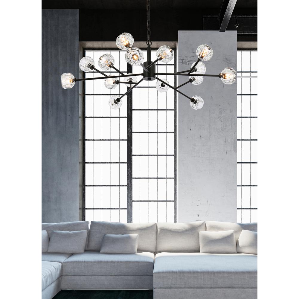 Graham 15 Light Pendant in Black. Picture 7