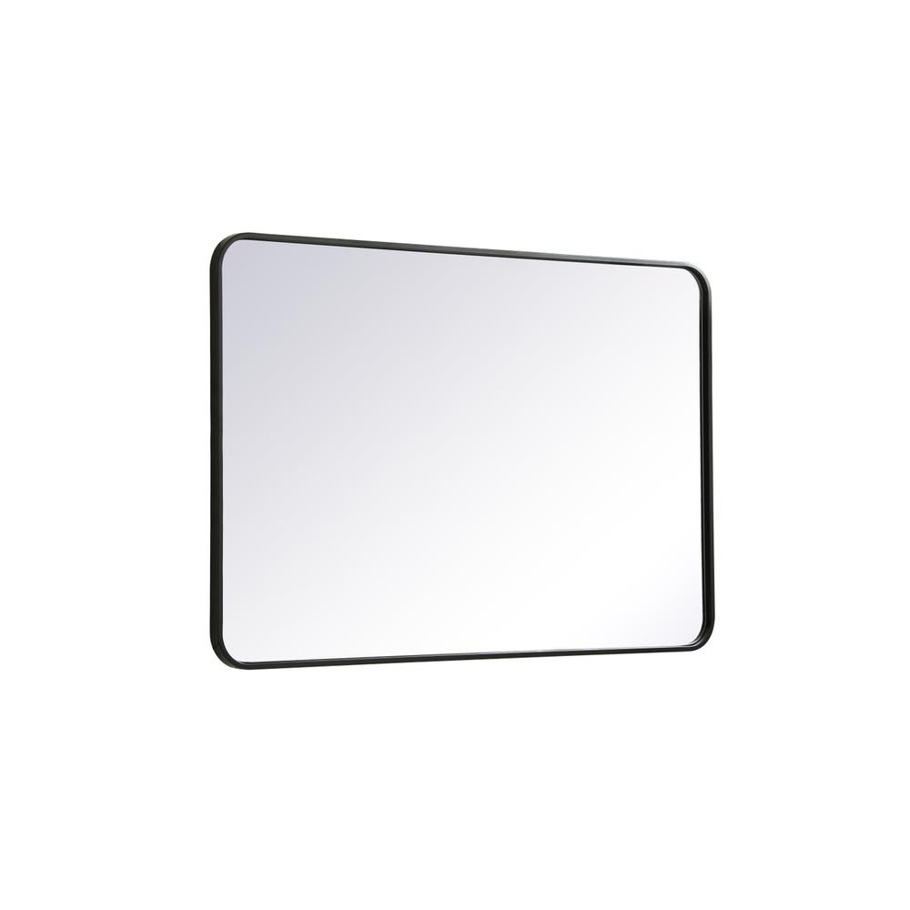 Soft corner metal rectangular mirror 28x42 inch in Black. Picture 5