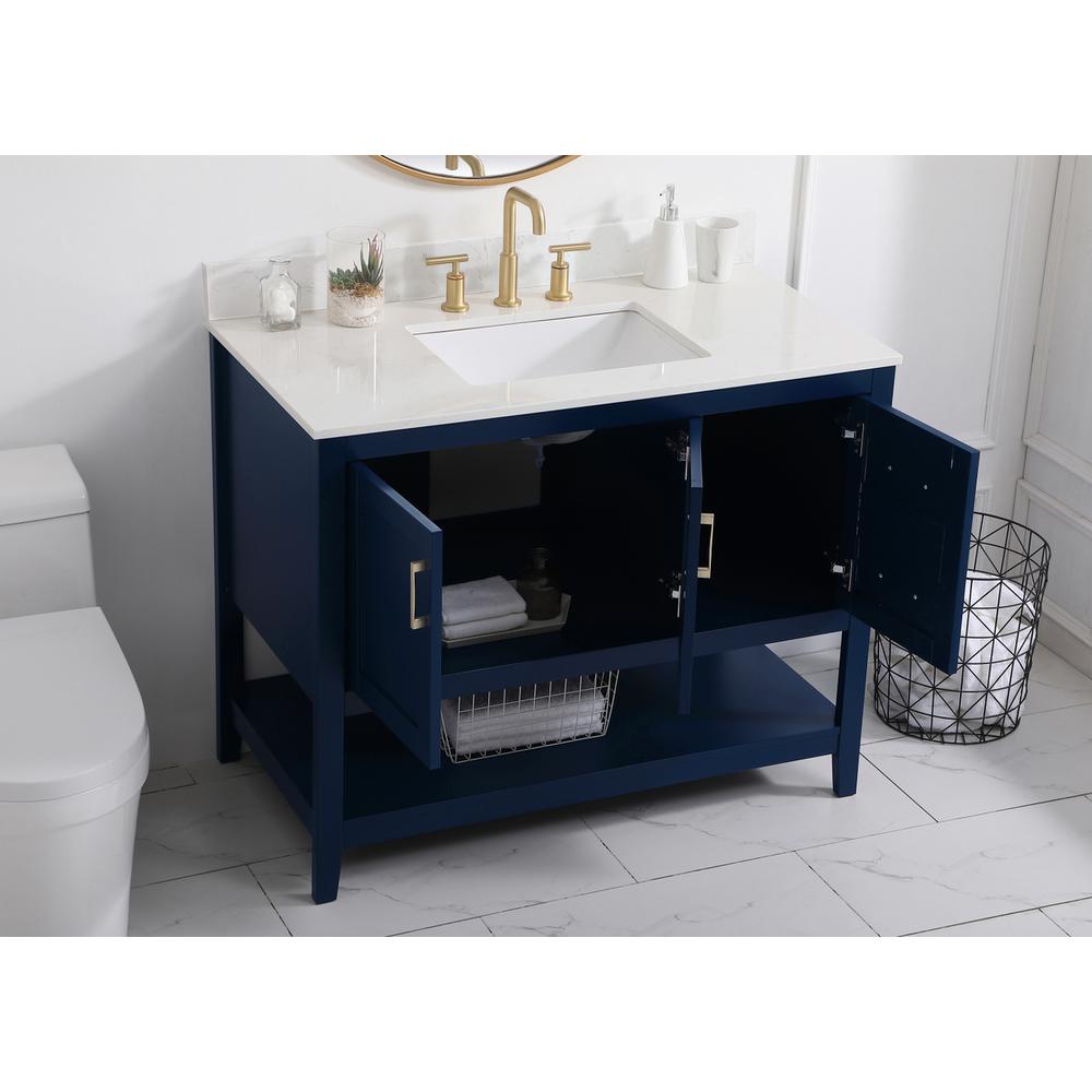 42 inch Single Bathroom Vanity in Blue with Backsplash. Picture 3