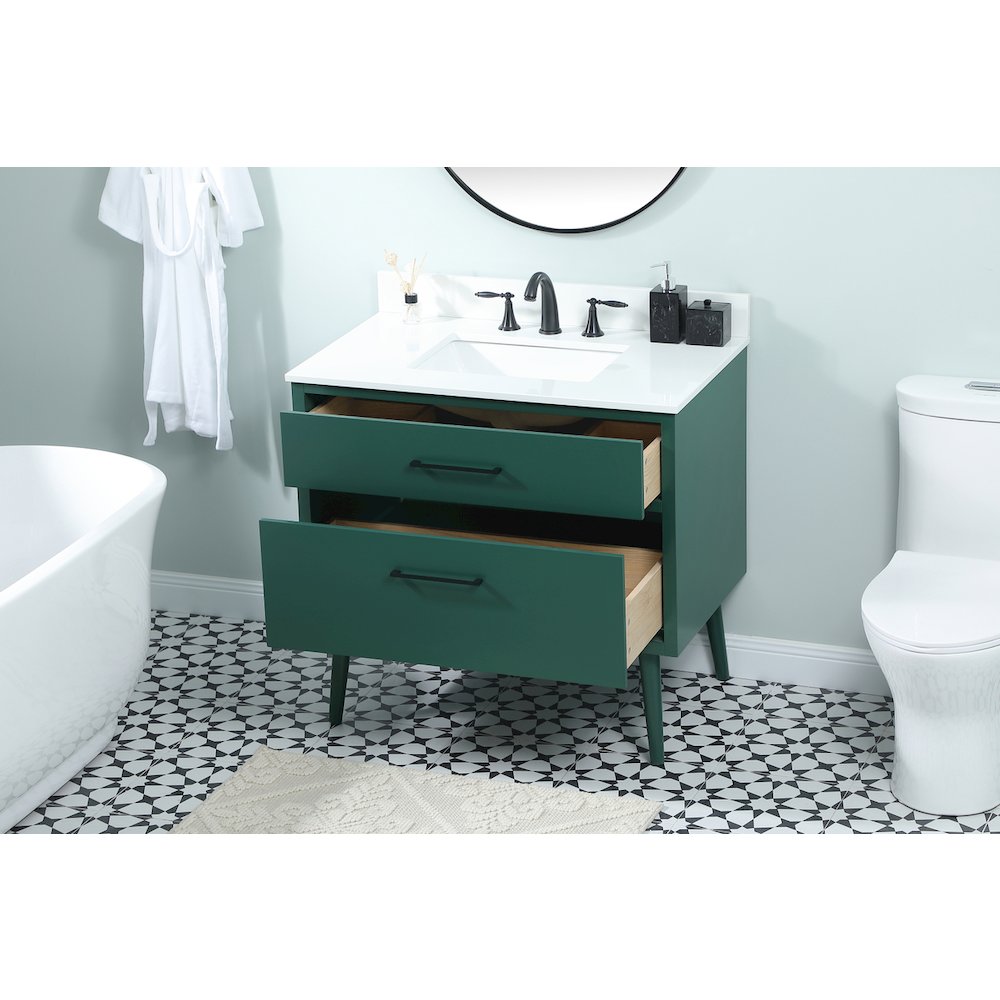 36 Inch Bathroom Vanity In Green With Backsplash. Picture 4