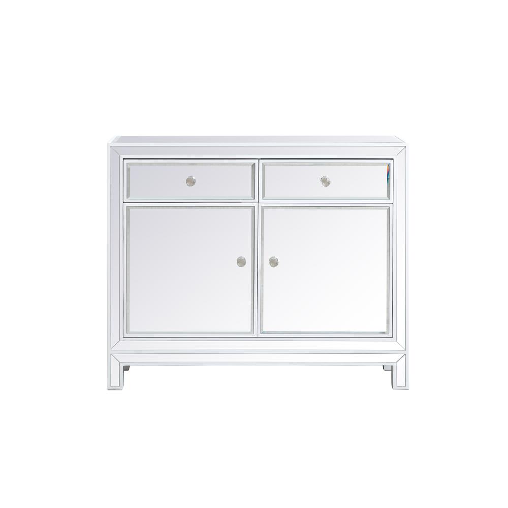 38 inch mirrored end table in white. Picture 1