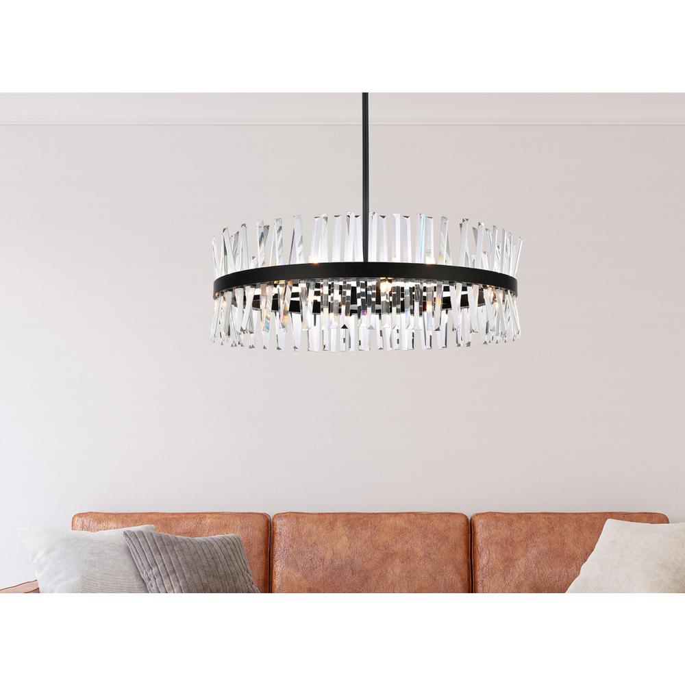 Serephina 36 inch crystal round chandelier light in black. Picture 8