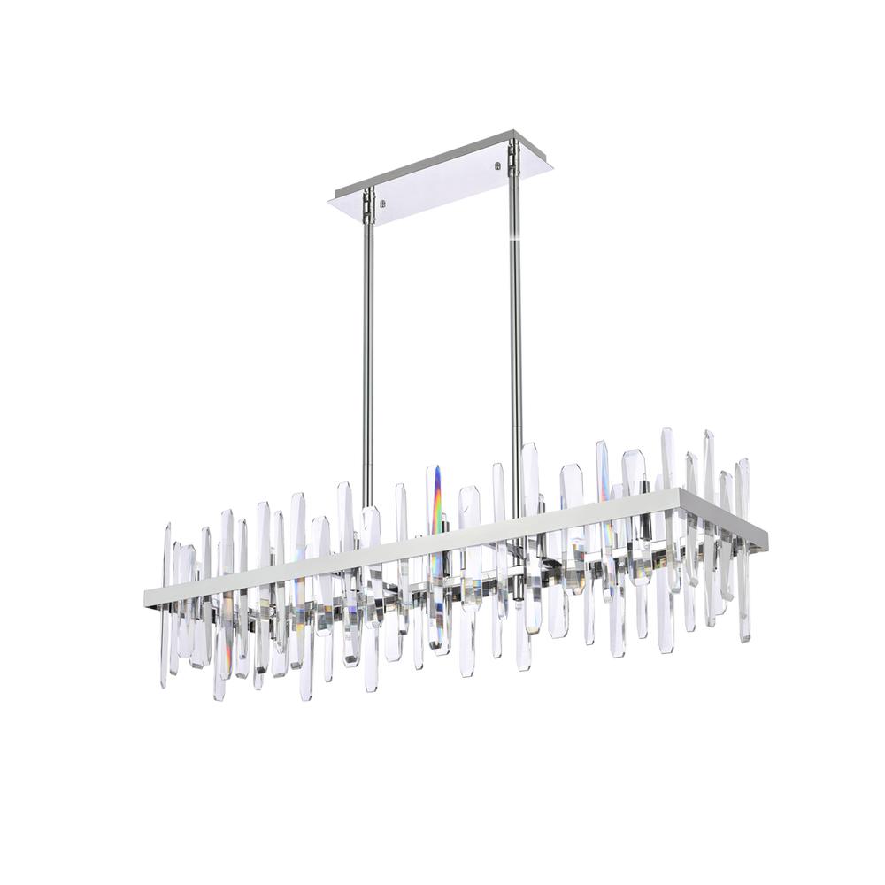 Serena 42 inch crystal rectangle chandelier in chrome. Picture 6
