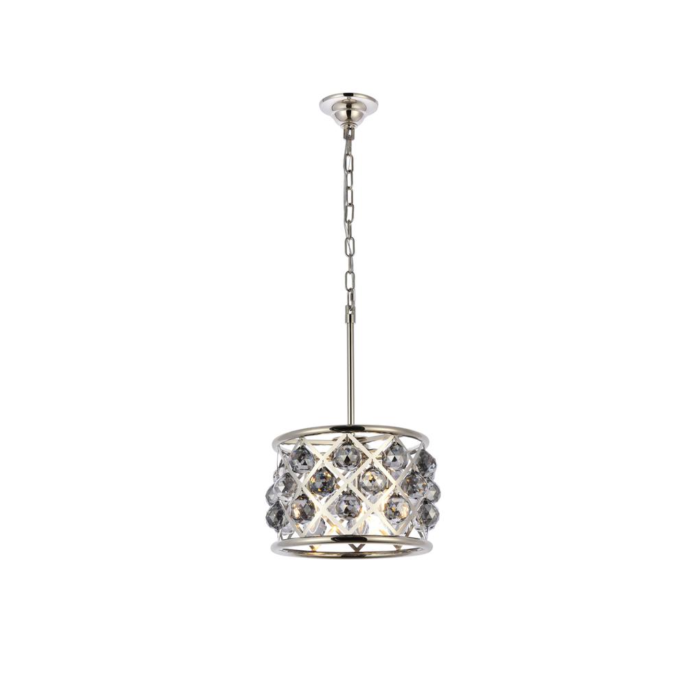 Madison 3 light polished Nickel Pendant Silver Shade (Grey) Royal Cut Crystal. Picture 1