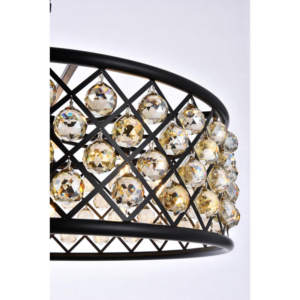 Madison 8 light Matte Black Chandelier Golden Teak (Smoky) Royal Cut Crystal. Picture 3