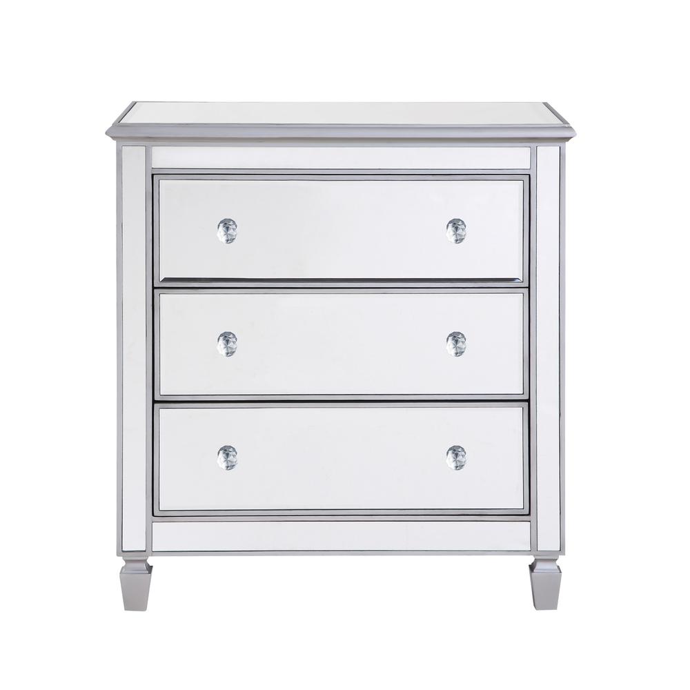 3 Drawer Bedside Cabinet 33 in.x 18 in.x 32 in. in silver paint. Picture 1