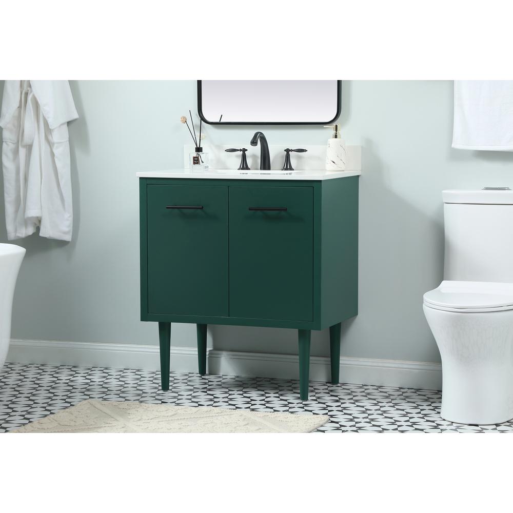 30 inch Single bathroom vanity in green with backsplash. Picture 2