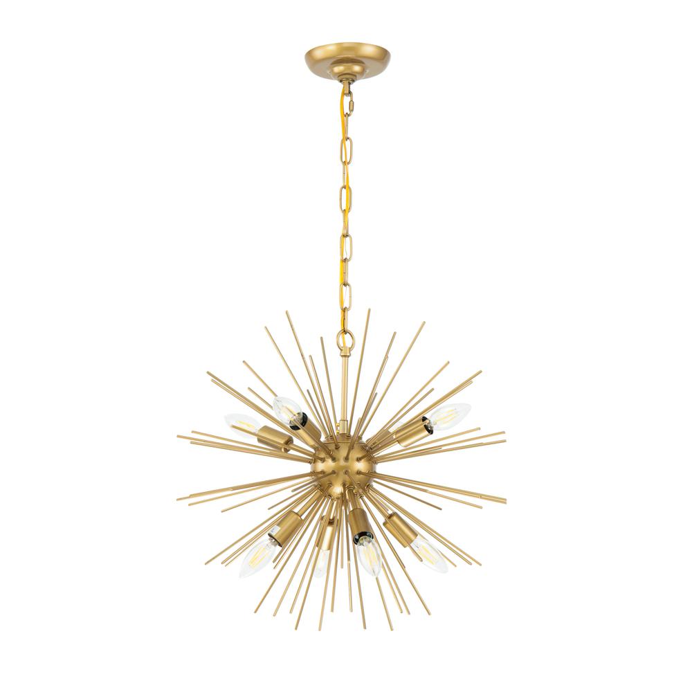 Timber 8 light Brass pendant. Picture 2