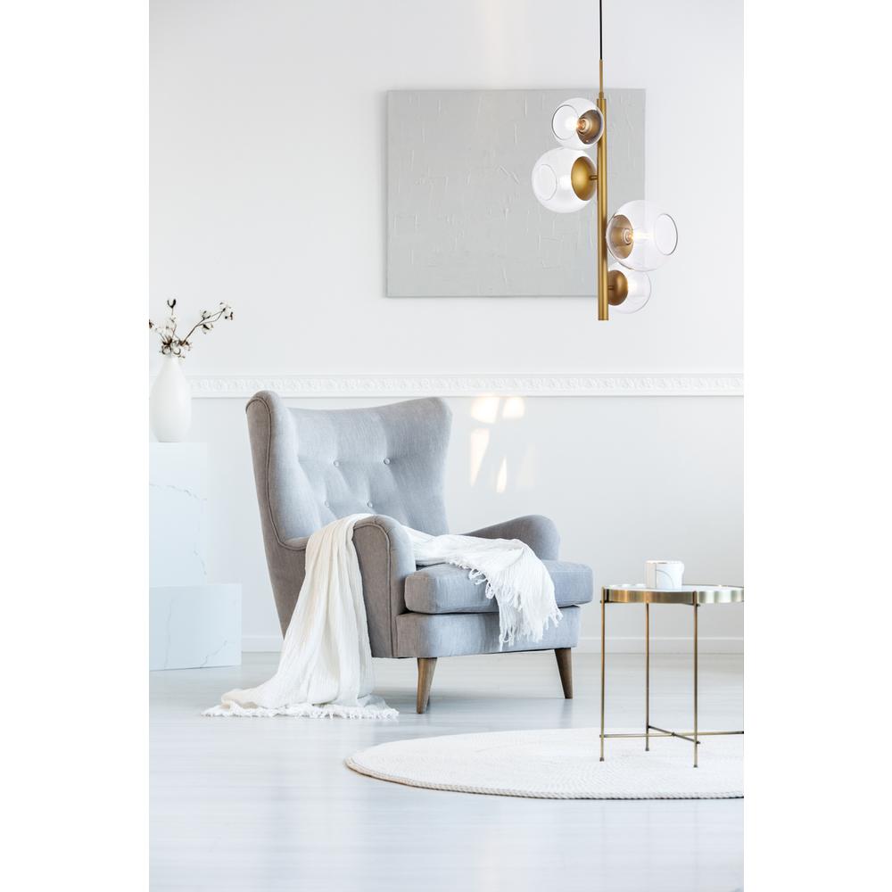 Wells 18 inch pendant in brass with clear shade. Picture 9