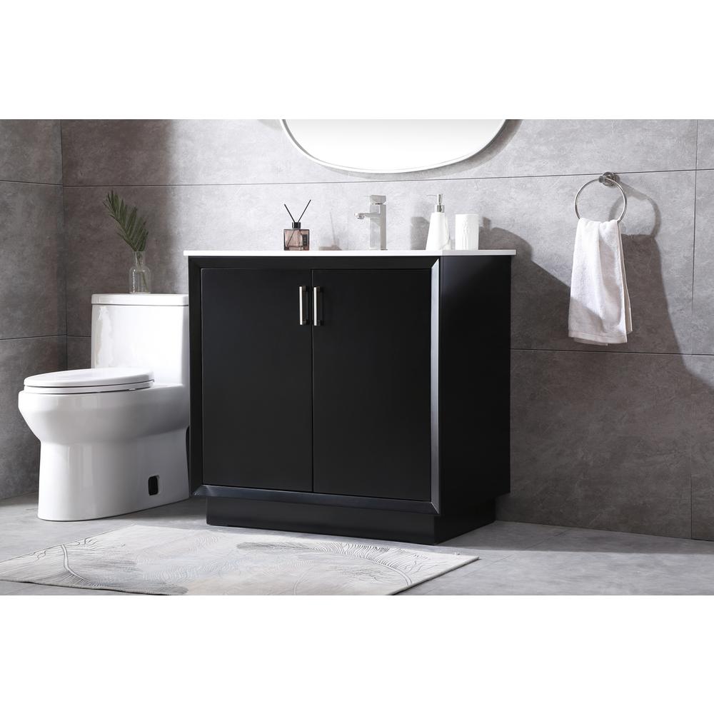 36 Inch SIngle Bathroom Vanity In Black. Picture 2