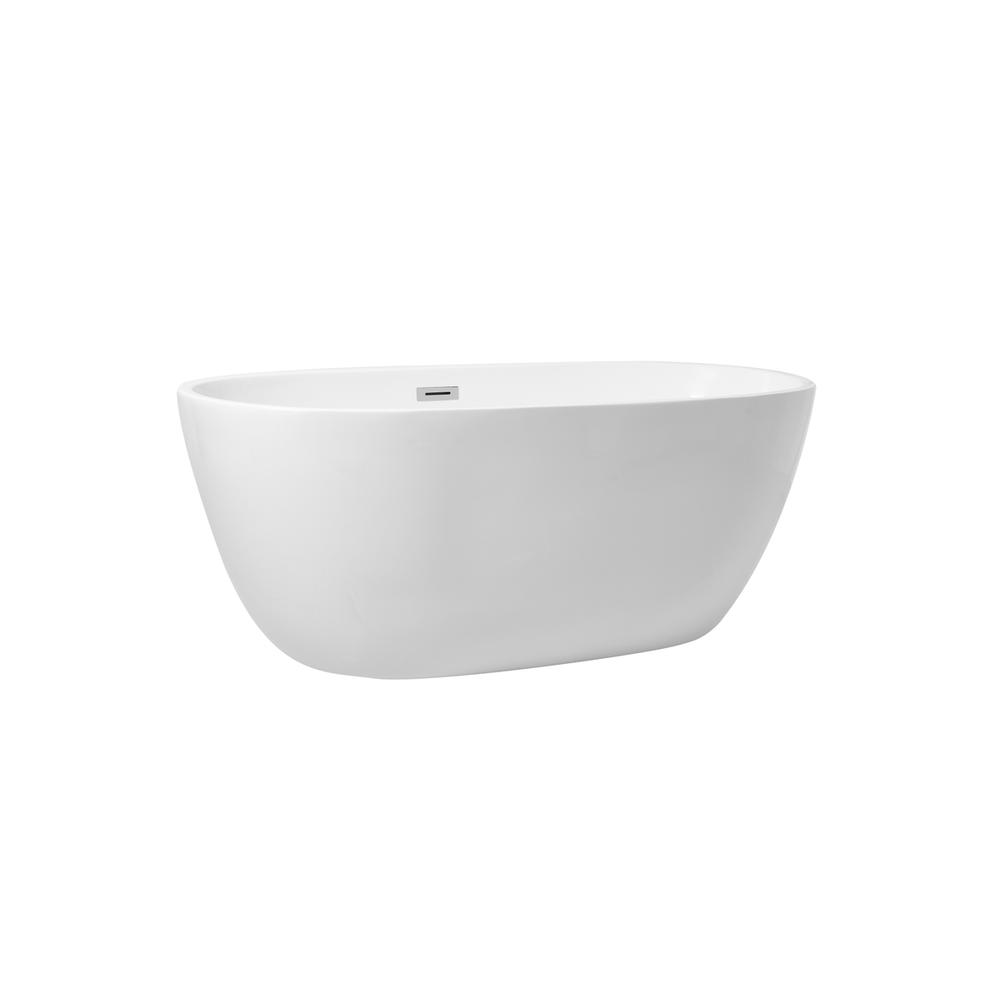59 inch soaking roll top bathtub in glossy white. Picture 7