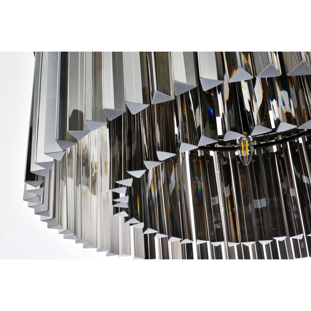 Sydney 8 light Matte Black Flush Mount Silver Shade (Grey) Royal Cut Crystal. Picture 3