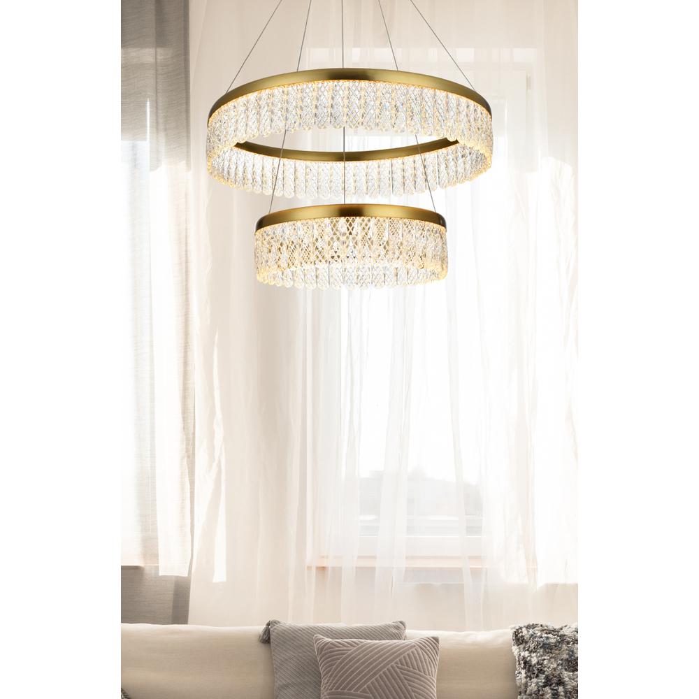 Rune 24 inch Adjustable LED chandelier in Satin Gold. Picture 11