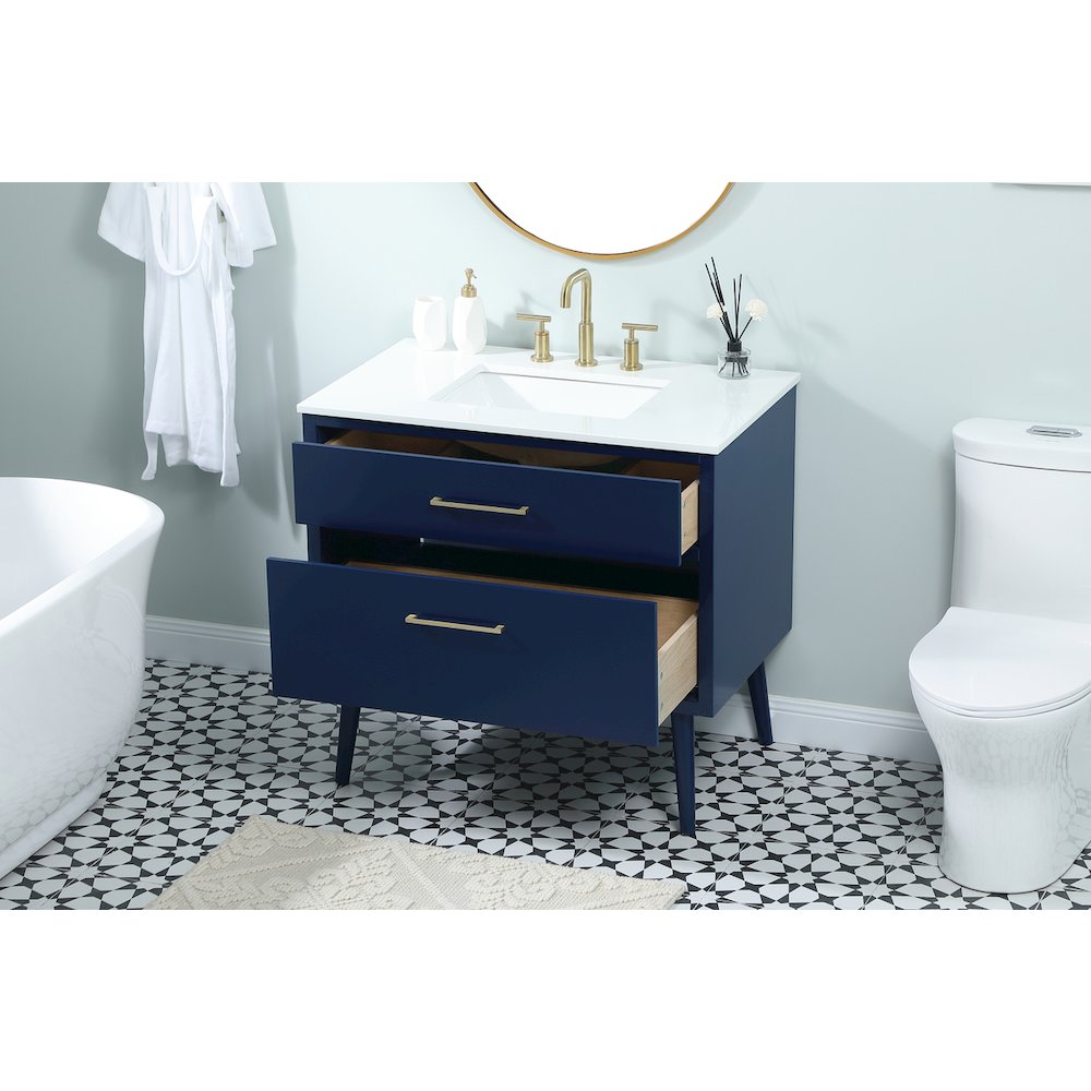 36 Inch Bathroom Vanity In Blue. Picture 4