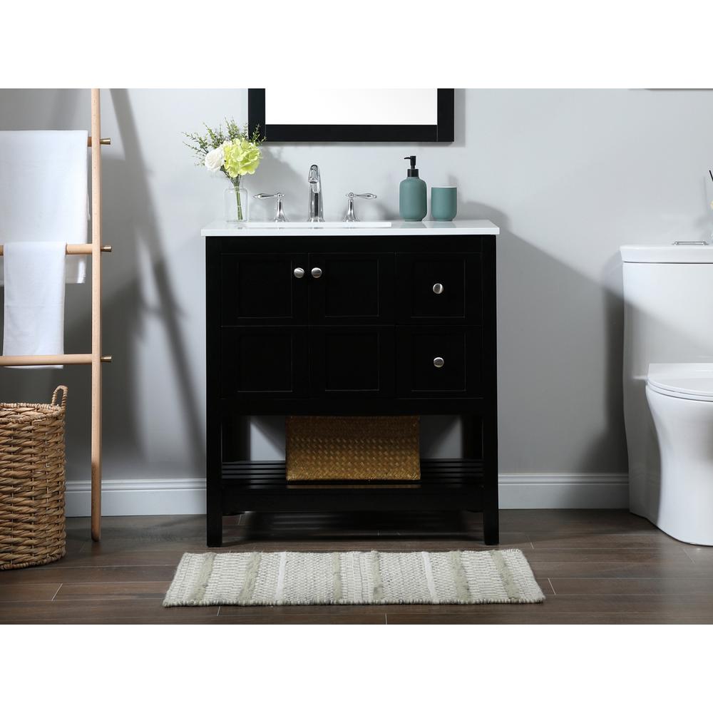 32 inch Single bathroom vanity in black. Picture 14