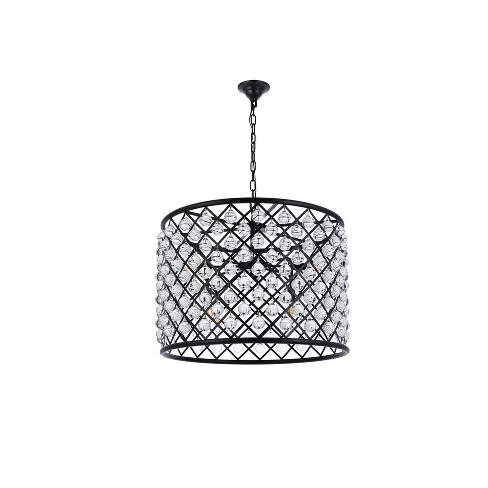 Madison 8 light Matte Black Chandelier Clear Royal Cut Crystal. Picture 6