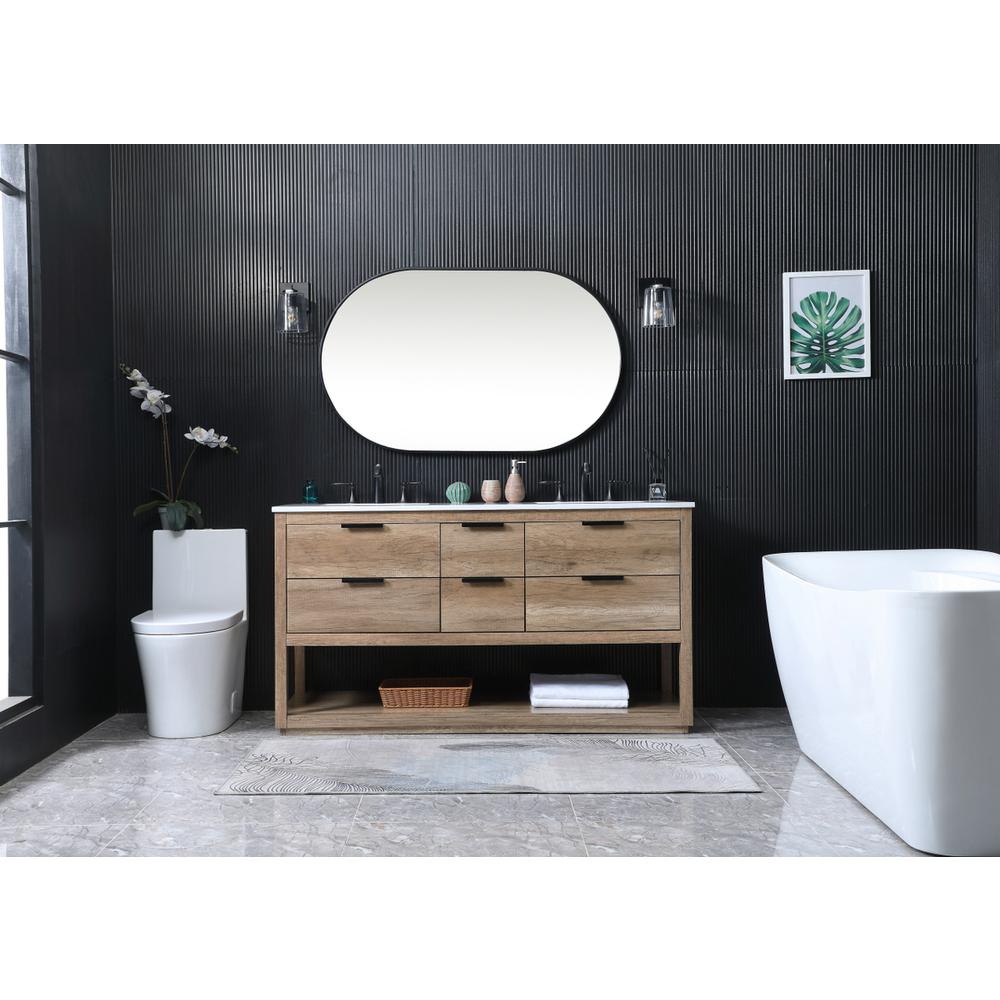 60 Inch Double Bathroom Vanity In Natural Oak. Picture 4