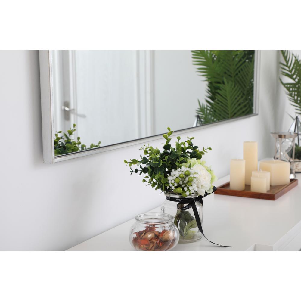 Metal frame rectangle mirror 24 inch in silver. Picture 10