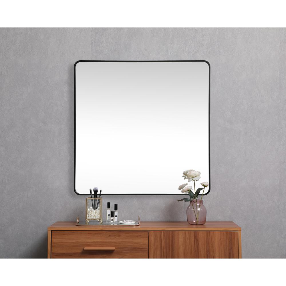 Soft corner metal square mirror 48x48 inch in Black. Picture 3
