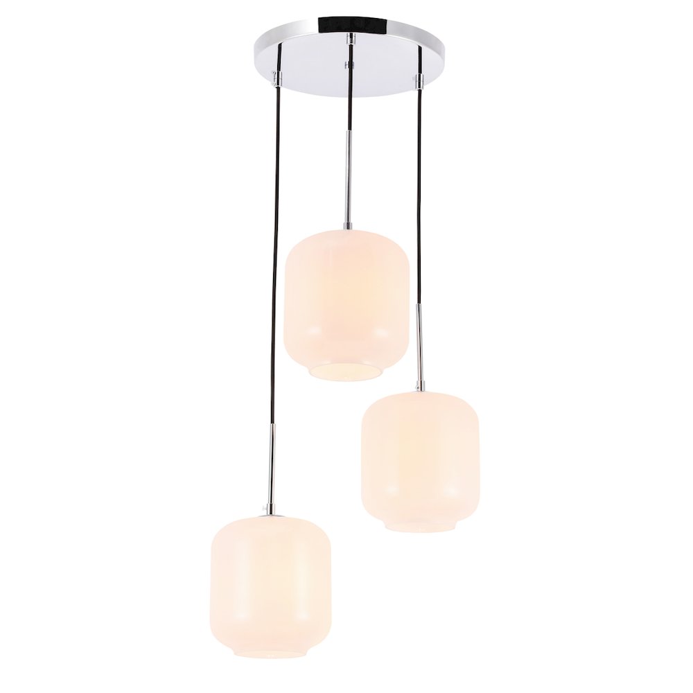 Collier 3 Light Chrome And Frosted White Glass Pendant. Picture 6