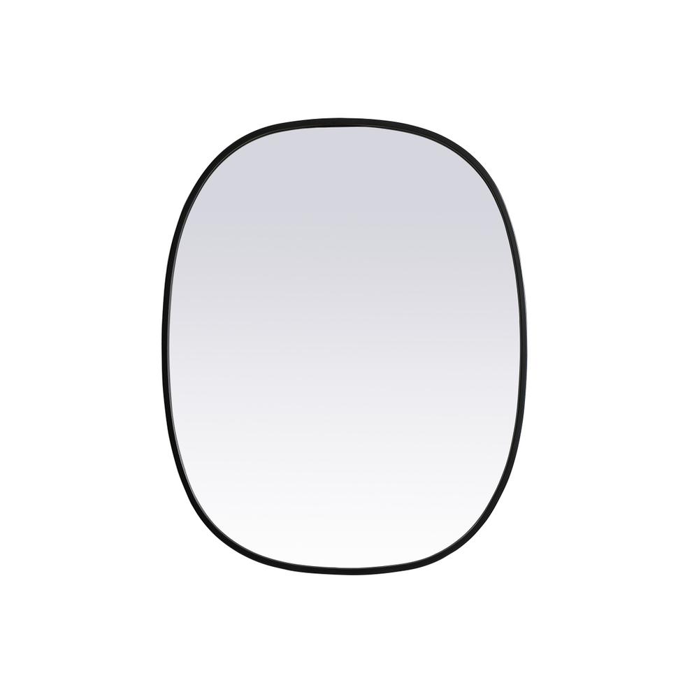 Metal Frame Oval Mirror 24x30 Inch in Black. Picture 1