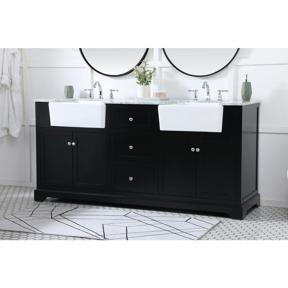 72 inch double bathroom vanity in black. Picture 2