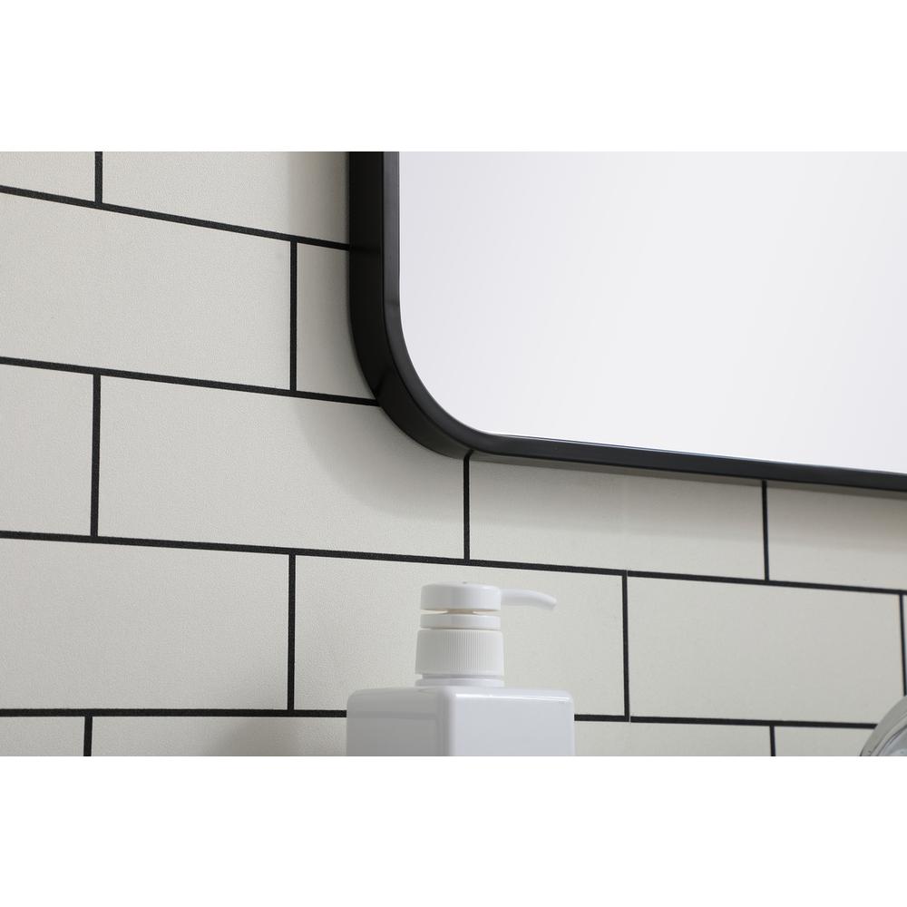 Soft corner metal rectangular mirror 20x30 inch in Black. Picture 4